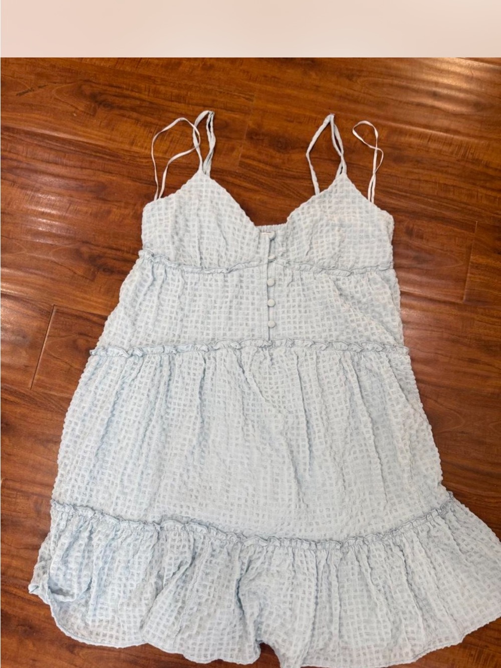 Aeropostale Light Blue Textured Ruffle Mini Dress